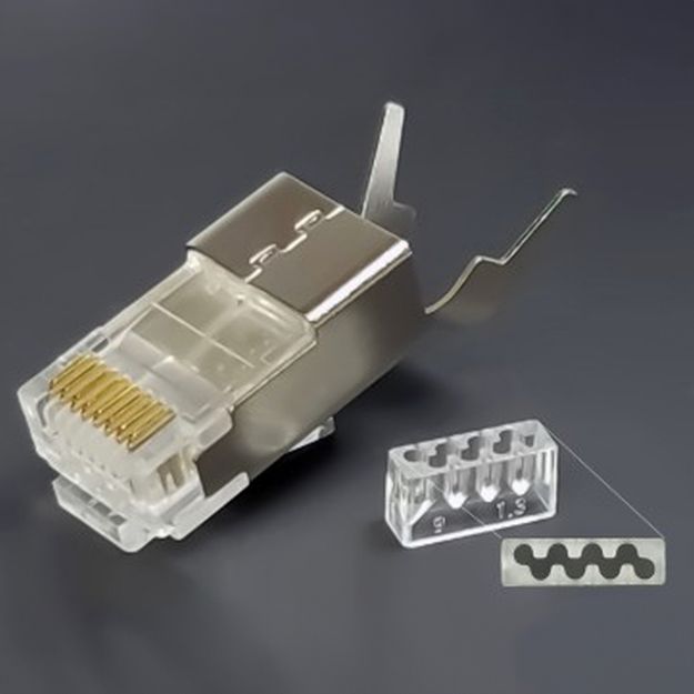 Picture of Shireen Inc CON-RJ45-C6-10 CAT-C6 RJ45 Smart Feed Connector - 10pk